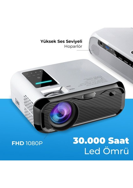 1080P Wireless Kablosuz Görüntü Aktarımlı Wifi Ev Projeksiyon