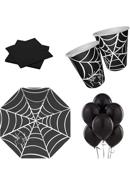Mini Party Store Cadılar Bayramı Örümcek Ağı Siyah Parti Seti 8 Kişilik fiyatları