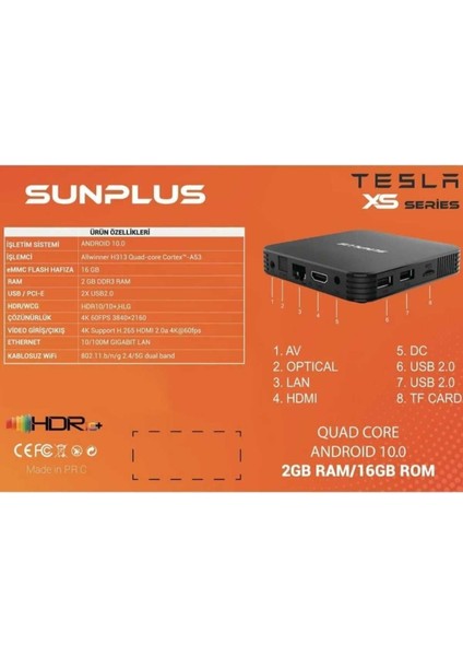 Yüksek Performanslı 4K Android Tv Kutusu, 2gb Ram, 16GB Hafıza, Android 12, Siyah fiyatları