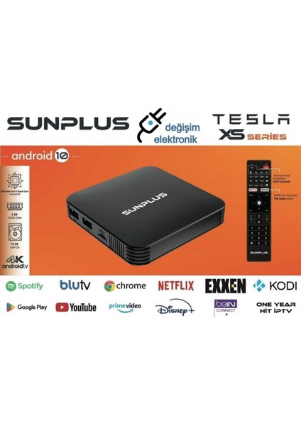 Yüksek Performanslı 4K Android Tv Kutusu, 2gb Ram, 16GB Hafıza, Android 12, Siyah modelleri