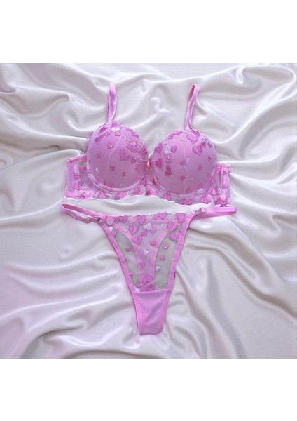 Pembe Dolgulu Kalpli Push Up Iç Çamaşırı Takımı modelleri