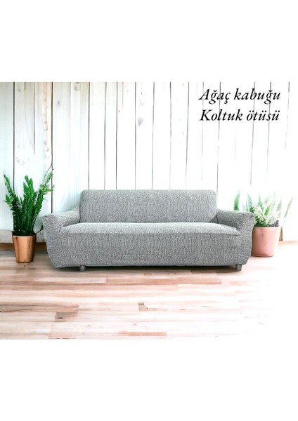 Jakarlı Streç Kaplama Maxi Takım Koltuk Örtüsü (3+3+1+1)-Krem fiyatları