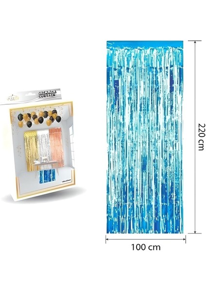 Mini Party Store Lüks Kapı Perdesi Mavi 100*220 cm