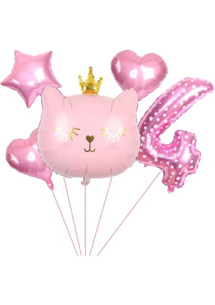 Pembe Kedi Temalı Folyo Yaş Set