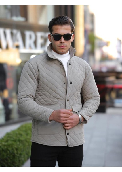 Erkek Çıtçıt Basic Kışlık Kürklü Bej Kapitone Mont modelleri