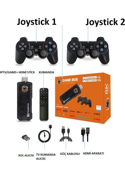 Dört Çekirdek Çoklu Oyun Kutusu Android Tv ve Chromecast Uyumlu Siyah Renk