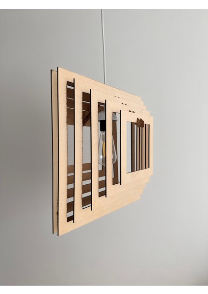 3 Boyutlu Kare Ahşap Avize. Minimalist Tasarım fiyatları