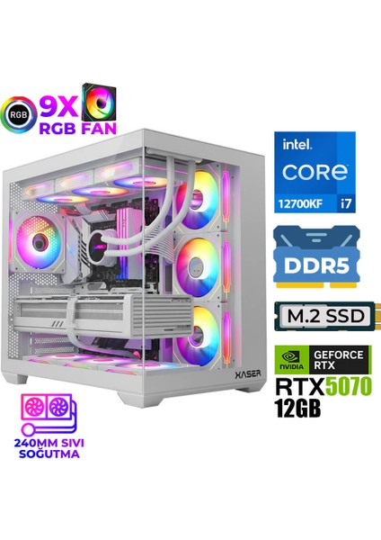 Master X8 I7 12700KF 32GB Ddr5 Ram 1tb M.2 Nvme SSD 12GB RTX5070 Sıvı Soğutmalı Oyuncu Bilgisayarı