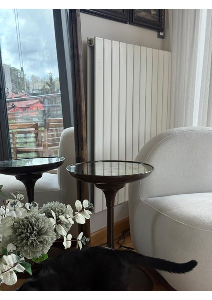 Liva Koyu Kahverengi 54CM Oturma Odası, Kahve Köşesi Yan Sehpa