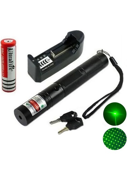 100MW Desen Başlıklı Şarjlı Yeşil Lazer Pointer (5313)