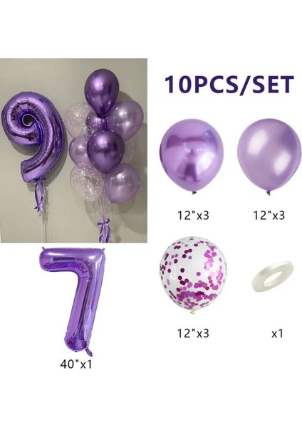 Mor Rakamlı Yaş Balon Set