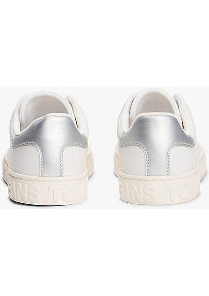 Tommy Hılfıger Kadın Marka Logolu Kalın Tabanlı Elastık Bağcıklı Günlük Kullanıma Uygun Beyaz-Gümüş Sneaker EN0EN02703 0k7 modelleri