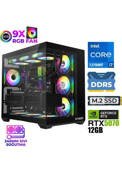 Master X7 I7 12700KF 32GB Ddr5 Ram 1tb M.2 Nvme SSD 12GB RTX5070 Sıvı Soğutmalı Oyuncu Bilgisayarı