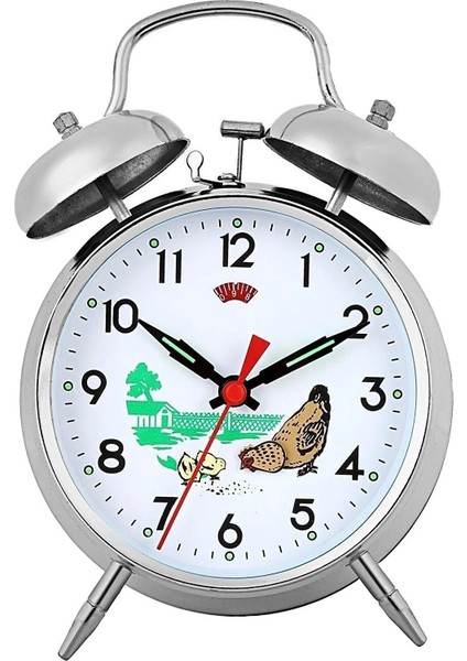 Metal Kurmalı Masa Saati Tavuklu Saat Büyük Boy