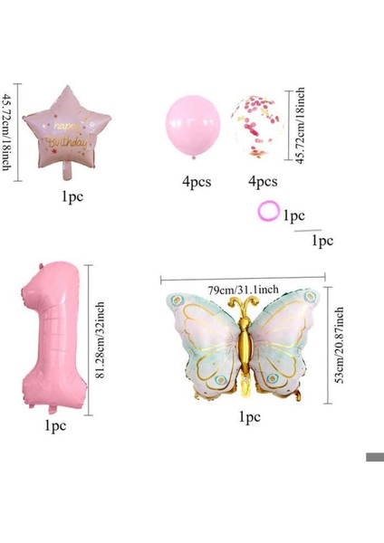 Pembe Kelebek Doğum Günü Parti Yaş Balon Set fiyatları