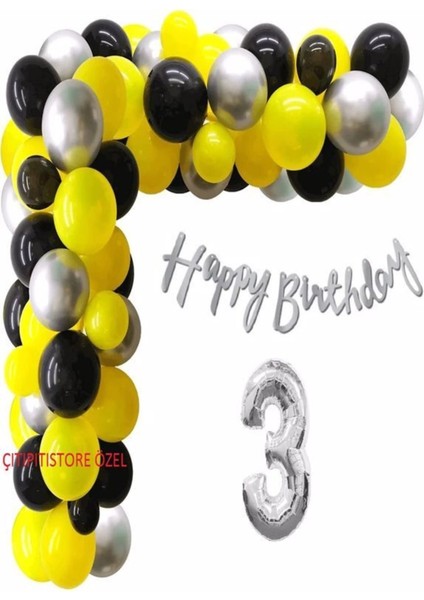Lüks Gümüş Sarı Doğum Günü Balon Zincir Seti