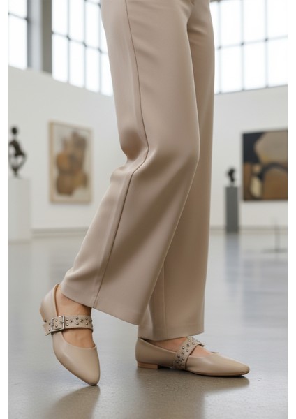 Bej Cilt Kemerli Hafif Esnek Kadın Babet 209166 Z modelleri