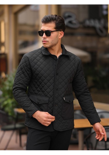 Erkek Çıtçıt Basic Kışlık Kürklü Siyah Kapitone Mont fiyatları