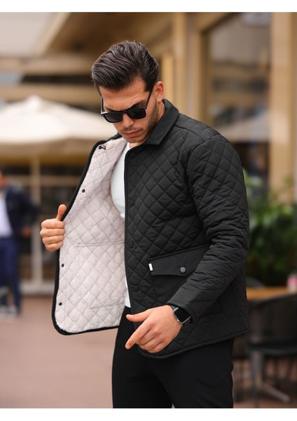 Erkek Çıtçıt Basic Kışlık Kürklü Siyah Kapitone Mont fırsatları