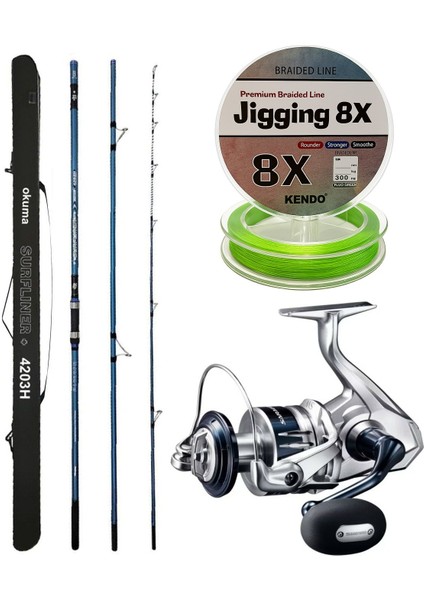 Yekoutdoor Profesyonel Olta Seti Okuma Surfliner+ Surf 420CM 3 Parça Olta Kamışı&shimano Makina Saragosa 8000 Sw A Hg