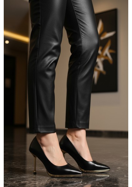 Siyah Ince Uzun Topuklu Kadın Abiye Ayakkabı 448205 Z modelleri