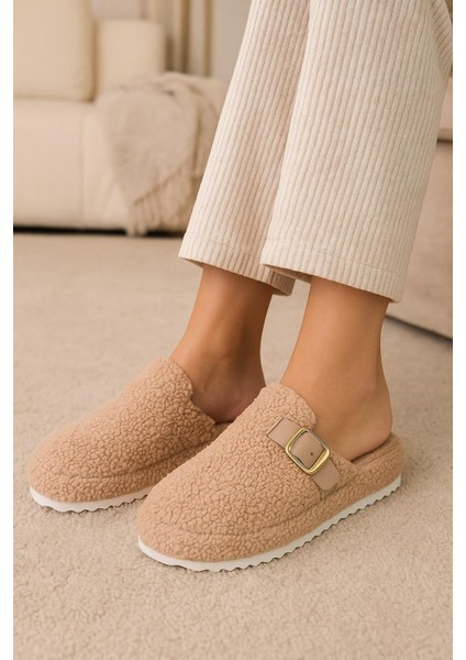 Kadın Tokalı Havlu Kışlık Kadın Terlik