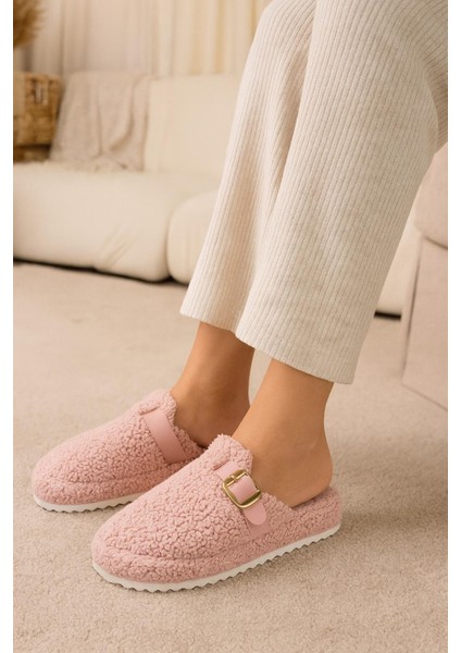 Kadın Tokalı Havlu Kışlık Kadın Terlik