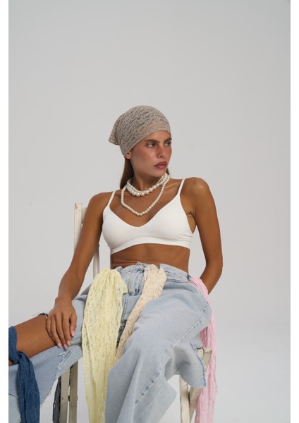 Miray Üçgen Kesim Vizon Dantel Bandana