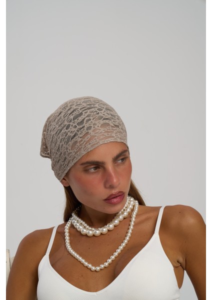 Miray Üçgen Kesim Vizon Dantel Bandana modelleri