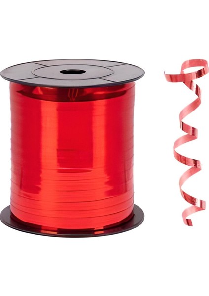 Metallik Kırmızı Rafya Şerit 8 mm x 200 M