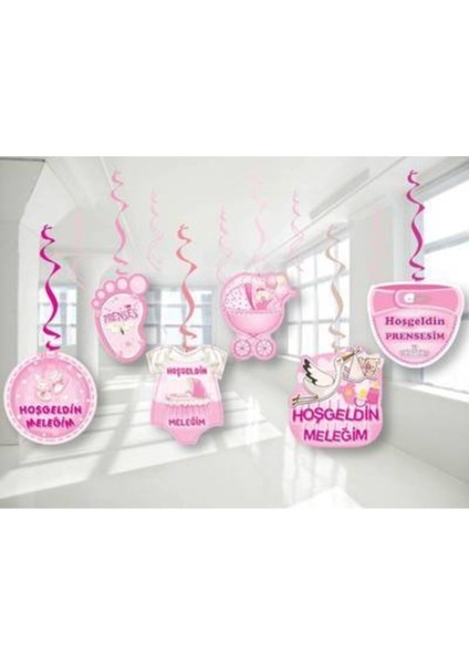 Mini Party Store 6'lı Tavan Süs Pembe H.geldin