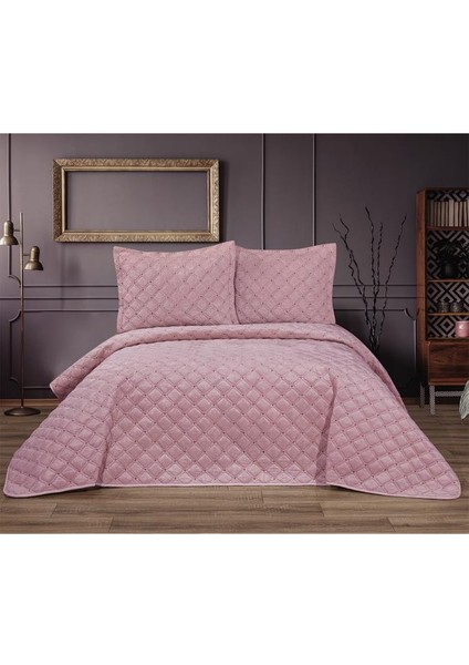 Elit Çift Kişilik Kadife Yatak Örtüsü Pudra fiyatları