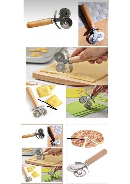 Çift Başlıklı Ahşap Saplı Pizza Kesici Hamur Kesici modelleri