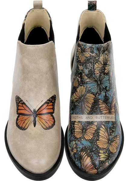Kadın Vegan Deri Bej Bilekte Bot - Moths And Butterflies Tasarım fiyatları