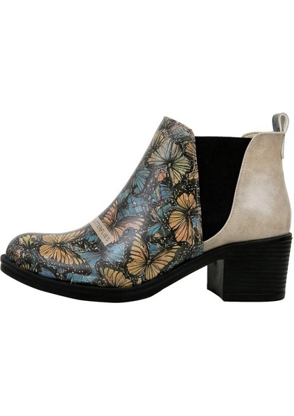 Kadın Vegan Deri Bej Bilekte Bot - Moths And Butterflies Tasarım modelleri