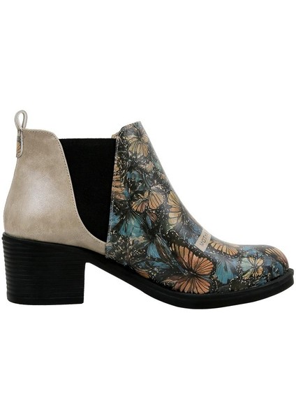 Kadın Vegan Deri Bej Bilekte Bot - Moths And Butterflies Tasarım fırsatları