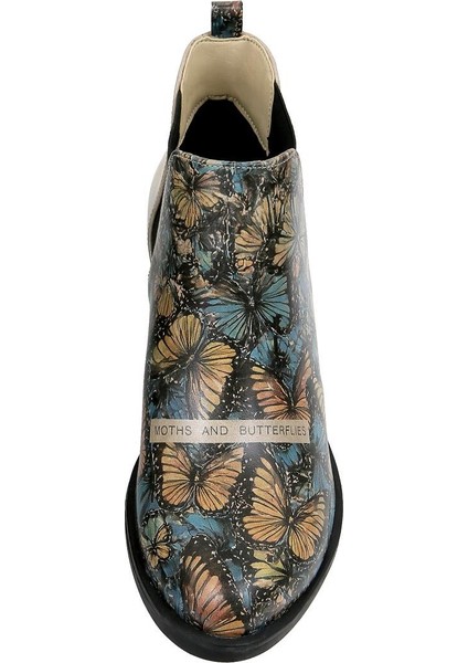 Kadın Vegan Deri Bej Bilekte Bot - Moths And Butterflies Tasarım indirimleri