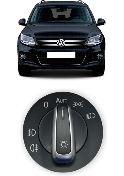 Vw Volkswagen Tiguan 2012-2015 Uyumlu Far Açma Anahtarı Auto Özellikli Krom Detaylı 3C8941431A