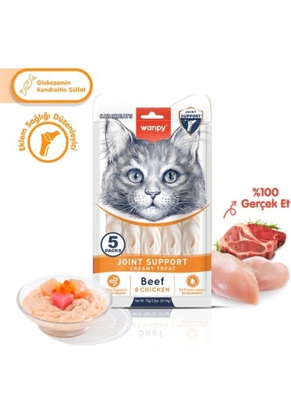 Wanpy Bone Support Sığır Eti&Tavuk F.Krema Kedi Ödül Maması 5x14g