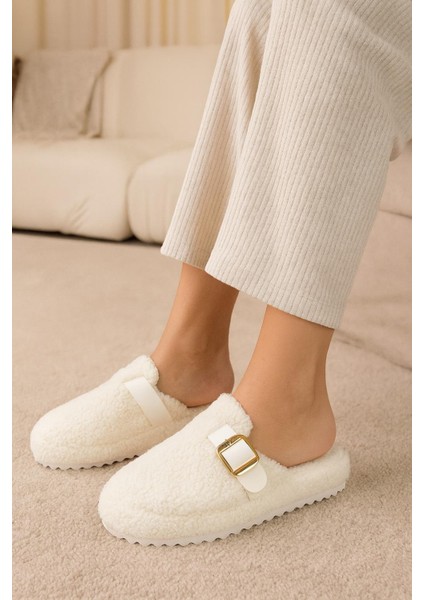 Kadın Tokalı Havlu Kışlık Kadın Terlik