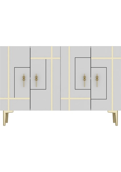 Sinadh (KM120) Konsol,çok Amaçlı Dolap, Ayakkabılık,kahve Köşesi,kitaplık,tv Sehpası Beyaz-Altın modelleri