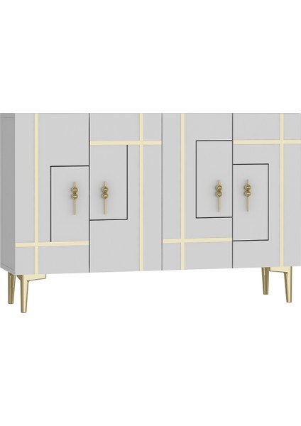 Sinadh (KM120) Konsol,çok Amaçlı Dolap, Ayakkabılık,kahve Köşesi,kitaplık,tv Sehpası Beyaz-Altın fırsatları