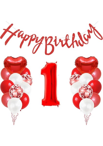 Kırmızı Rakamlı Heppy Bırthday Balon Set