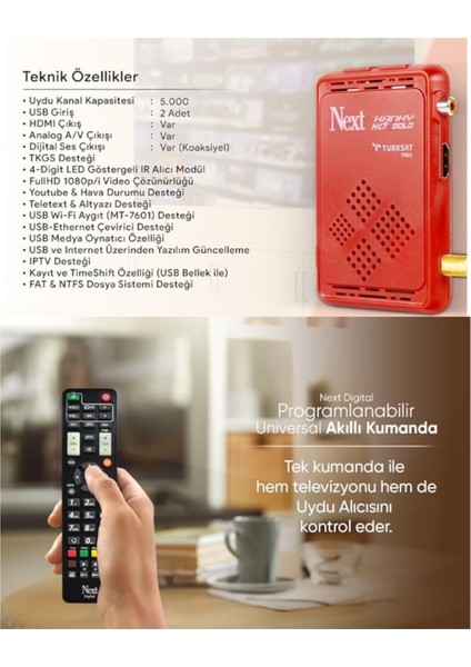 Mini Full Hd Uydu Alıcısı, Ip Tv, Wifi Anten, Tak Çalıştır, Kırmızı fırsatları