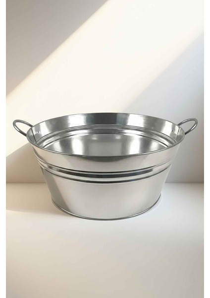 44 Litre Çok Amaçlı Metal Leğen - Dekoratif Buz Kovası, Saksılık ve Şömine Odunluk (50 cm Çap)