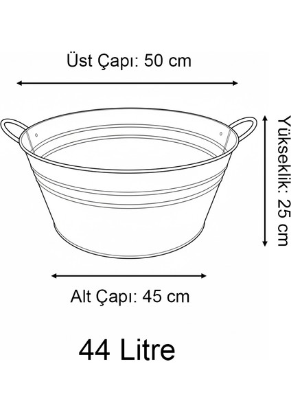 44 Litre Çok Amaçlı Metal Leğen - Dekoratif Buz Kovası, Saksılık ve Şömine Odunluk (50 cm Çap) modelleri