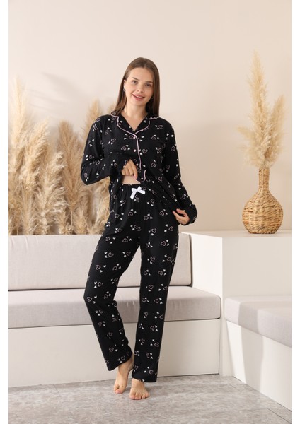 Anne-Kız Pat Yakalı ve Düğme Kapamalı Pijama Takımı 12288 fırsatları