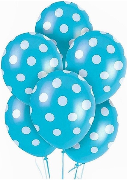Mavi Puantiyeli Lateks Balon 10 Lu M464