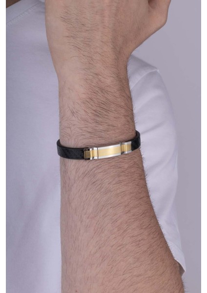 Çelik Aparatlı Çift Renk Erkek Deri Bileklik fiyatları