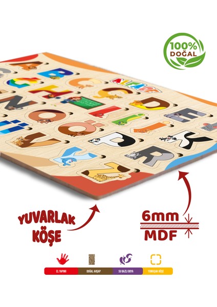 Ahşap Eğitici Öğretici Sevimli 4 Lü Set Alfabe Sayılar Şekiller Çiftlik Hayvanları 4 Lü